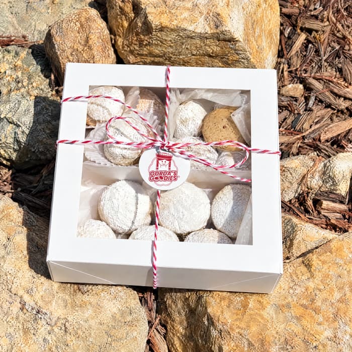 An assorted box of Gorda's Goodies treats
